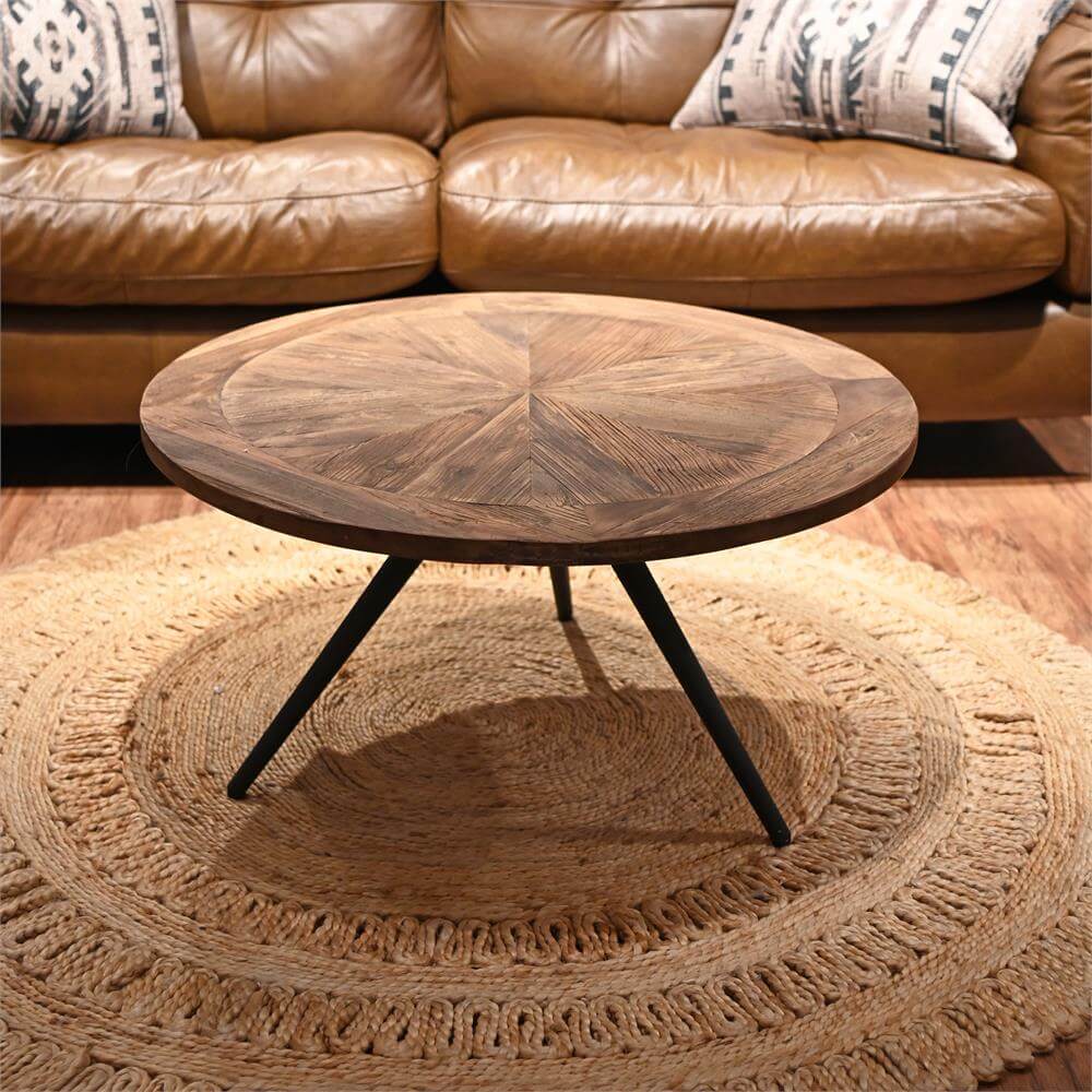 Parquet round store coffee table